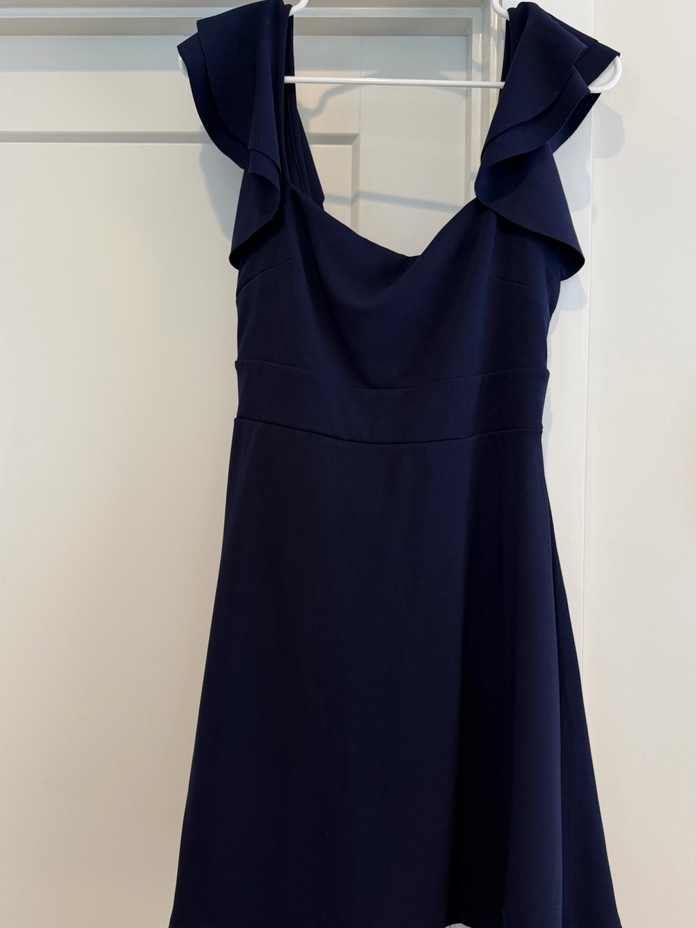 Altar'd State Navy Ruffle Shoulder Mini Dress